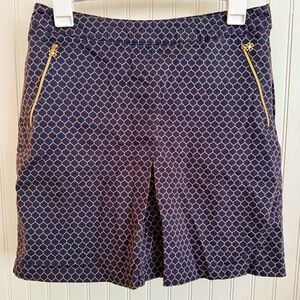 Bobby Jones Golf Skort Size 2 Blue and Gold Patterned athletic skirt